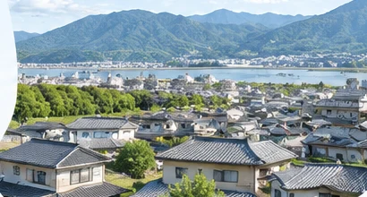 瓦屋根の住宅が並ぶ街の風景